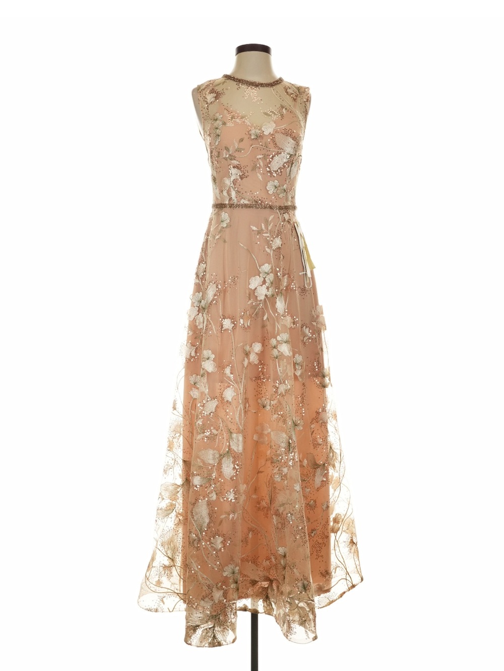 Bronx and Banco Rose gold Floral Embroidered gown